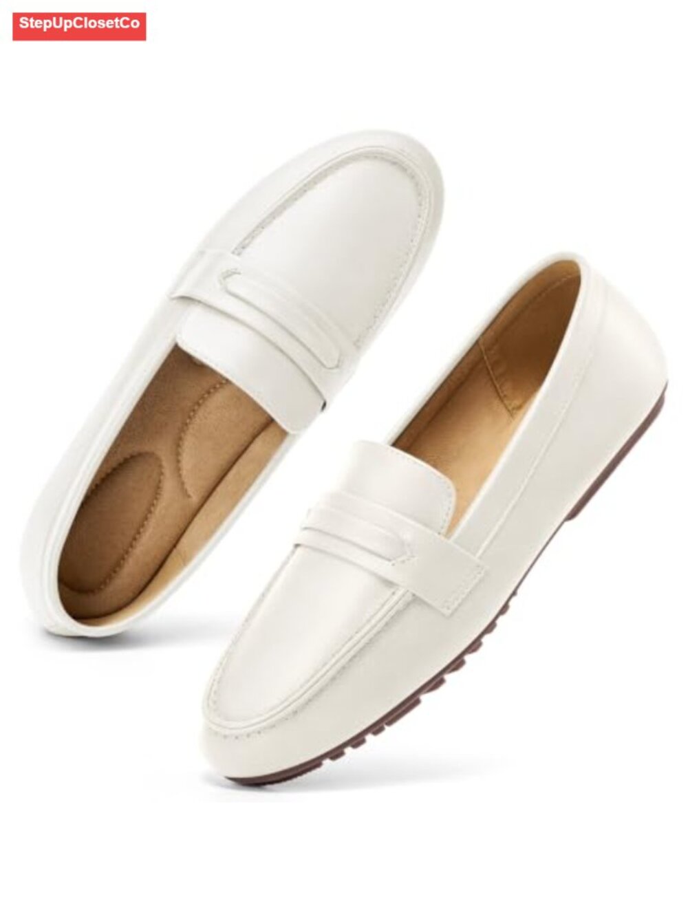 Women's Slip On Penny Loafers Faux Leather Non Slip Memory Foam Work Shoes